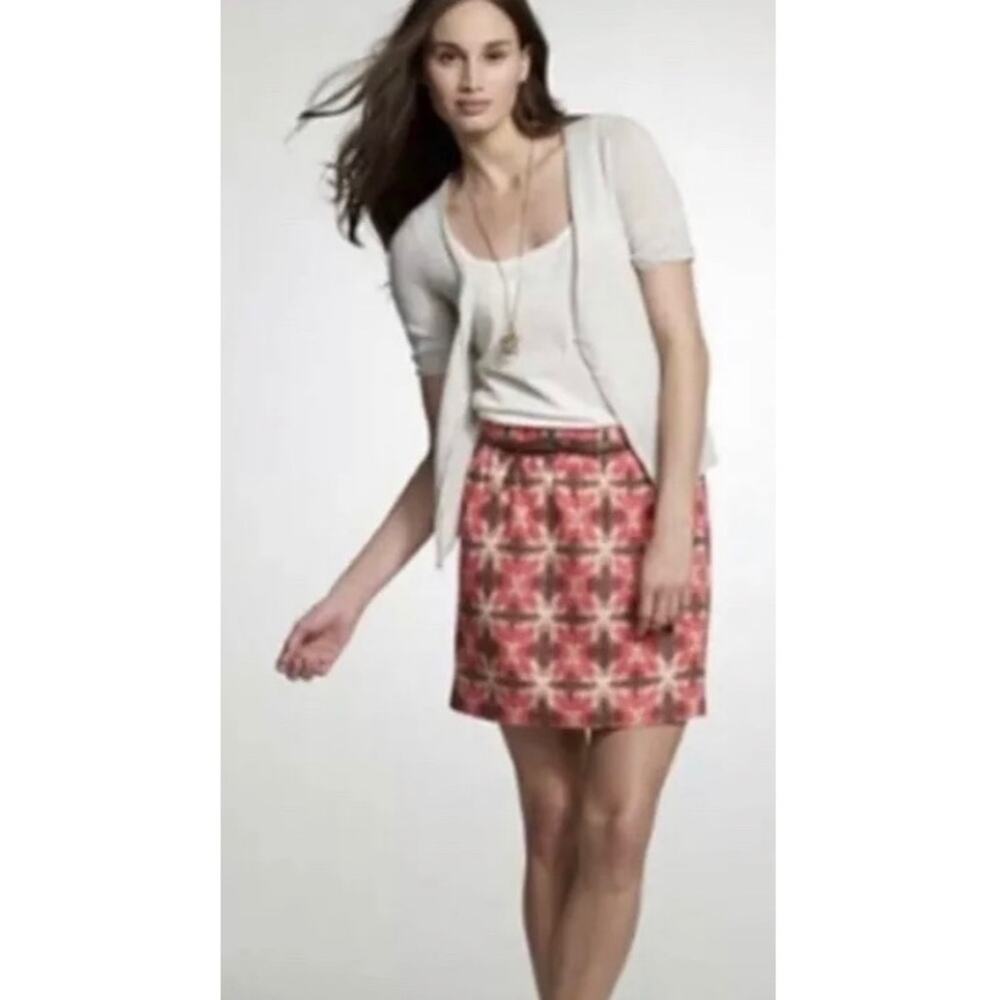 J Crew Silk Linen Blend Tie Dyed Wednesday Red/Brown Mini Skirt